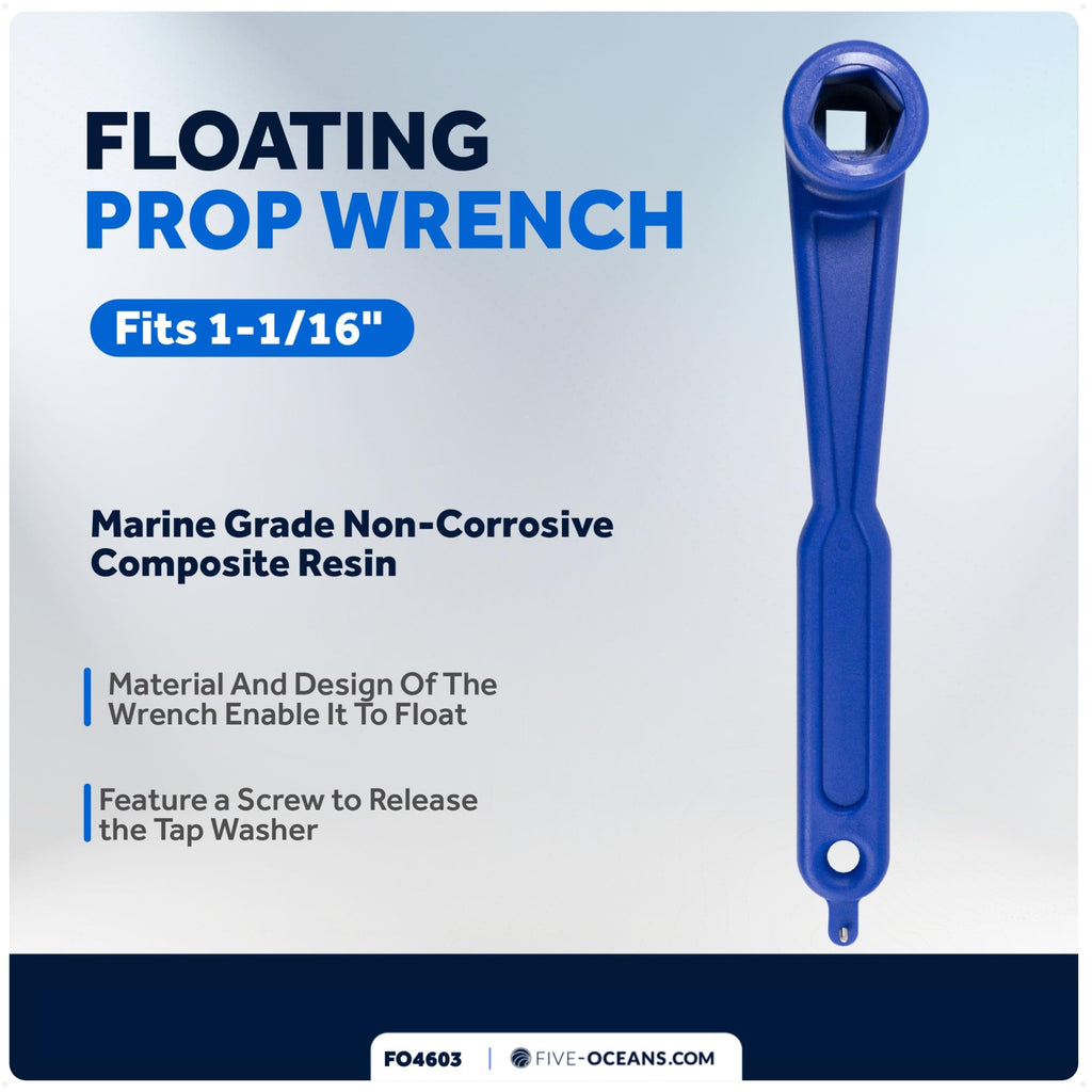 Five Oceans Prop Wrench, Floating Boat Propeller Wrench 1 1/16 Inches Nuts For Outboards And Stern Drives, Ideal Pontoon, Sport