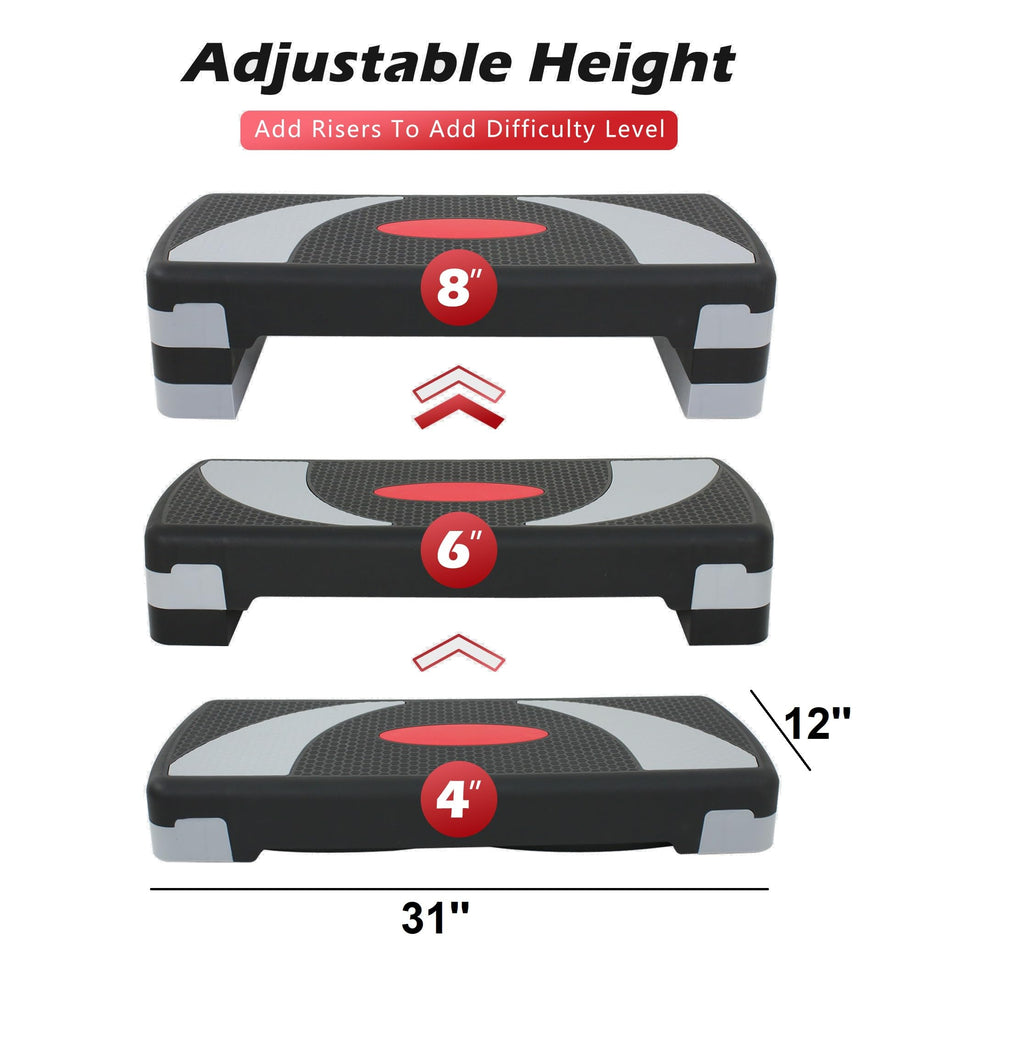 Zeny 31'' Aerobic Step Platform, Adjustable Exercise Workout Stepper With Stackable Risers, Step Up Steppers For Exercise At Hom