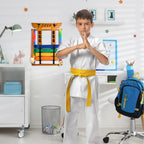 Tilhumt Karate Belt Display Rack Holder, Bamboo Taekwondo Belt Display With Stickers, Martial Arts Belt Display For 8 Belts With