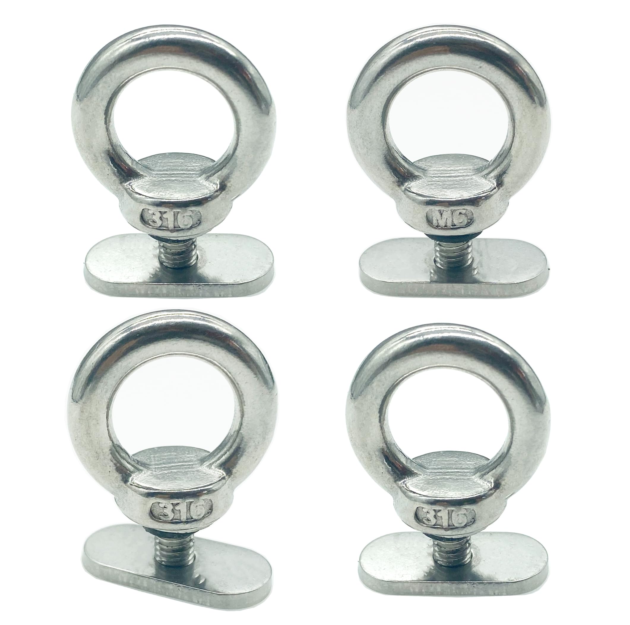 LEQMG Kayak Track Mount Tie Down Eyelet Rail,316 Stainless Stee,Canoes,Boats,Ropes Accessories(4 Pack)