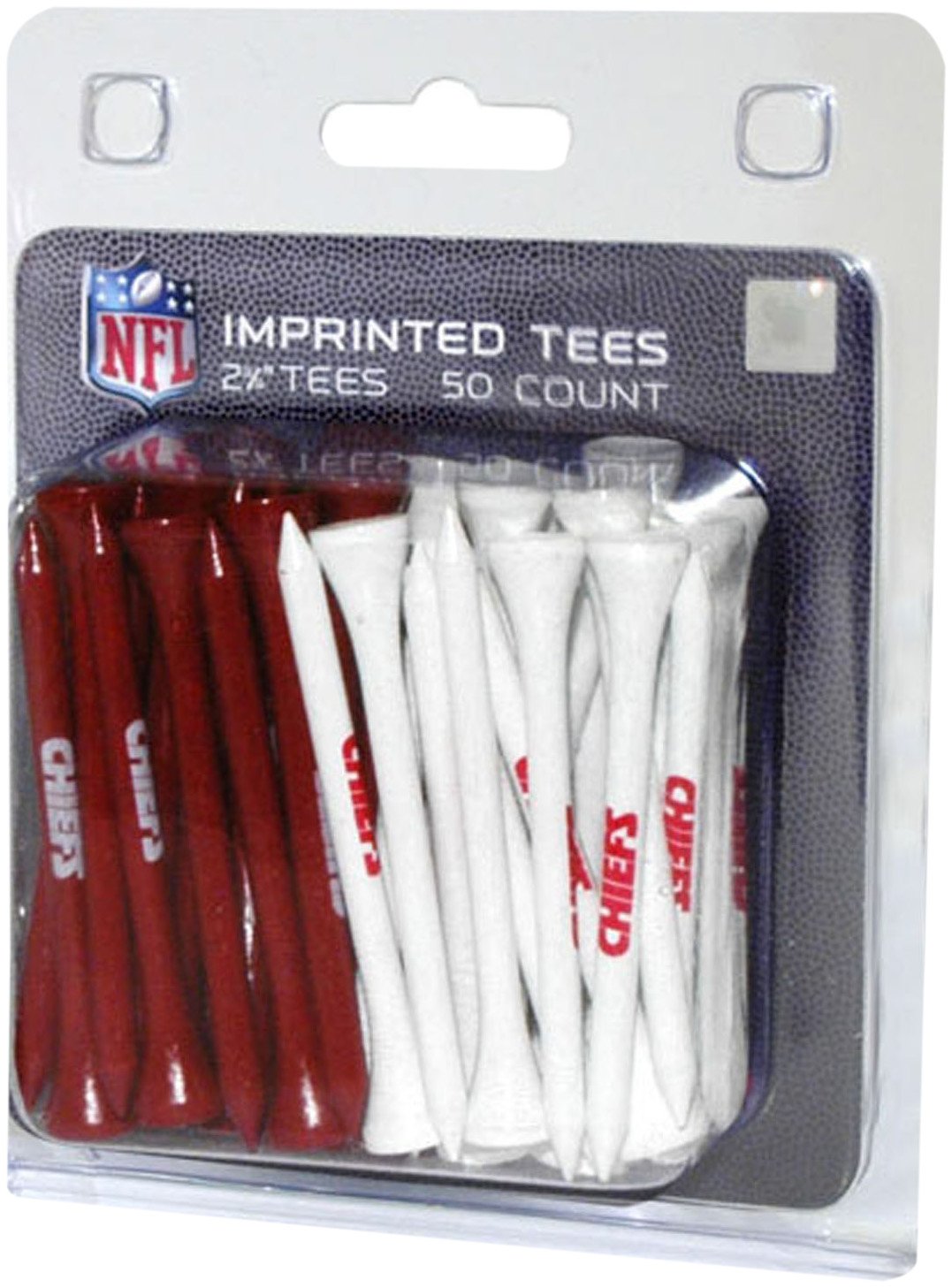 Team Golf NFL Kansas City Chiefs Pack Of 50 Golf Tees 2-3/4 Golf Tees, 50 Pack, Regulation Size, Multi Team Colors