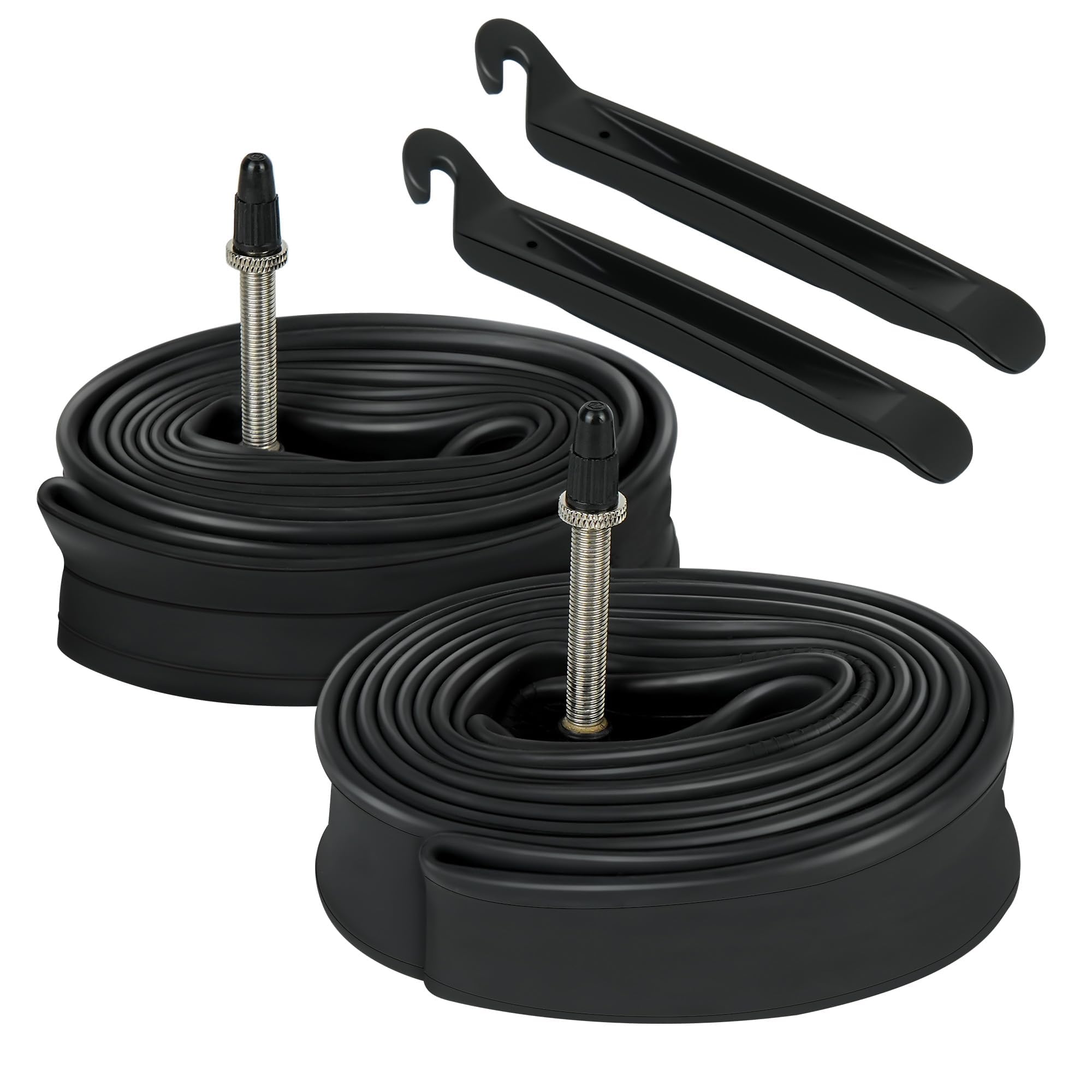 Lotfancy 28 700X23/25C Tube 60Mm Presta Valve (2 Pack), 700X25C 700X23C Tube For Road Bike, 2 Nylon Plastic Tire Levers Included