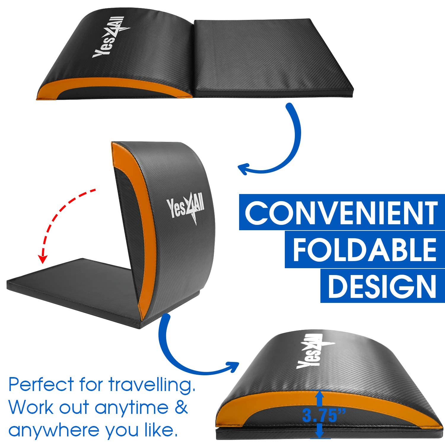 Yes4All Ab Mat Tailbone For Sit Up 15''  Foldable Double Thick Situps Pad I Workout Mat For Abdominal Exercises, Crunches, Push-