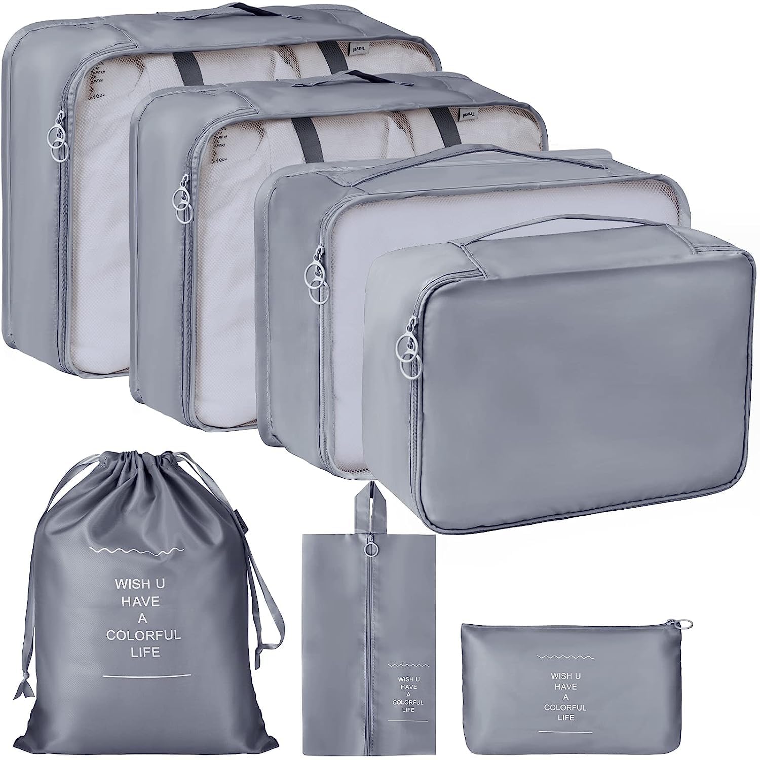 4Myl 7Piece Packing Cube Set For Travel  Lightweight Luggage Organizers For Clothes, Underwear, Cosmetics, Shoes, And Toiletri