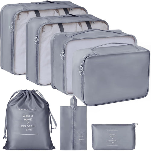 4Myl 7Piece Packing Cube Set For Travel  Lightweight Luggage Organizers For Clothes, Underwear, Cosmetics, Shoes, And Toiletri