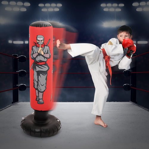 47 Kids Punching Bag with Boxing Gloves - Inflatable Boxing Bag for Boys & Girls, Standing Training Toy for Fitness & Stress Rel