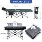 Fragess Camping Cot, Sleeping Cots For Adult, Portable Bed With Pillow And Carry Bag, 1200D Double Layer Oxford, 600 Lbs Weight