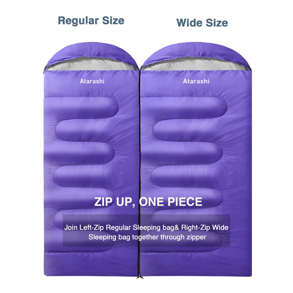 Atarashi Wide Sleeping Bags For Adults, Womens Sleeping Bags For Camping, Hiking And Outdoors, 3-4 Seasons Warm Cold Weather, Li