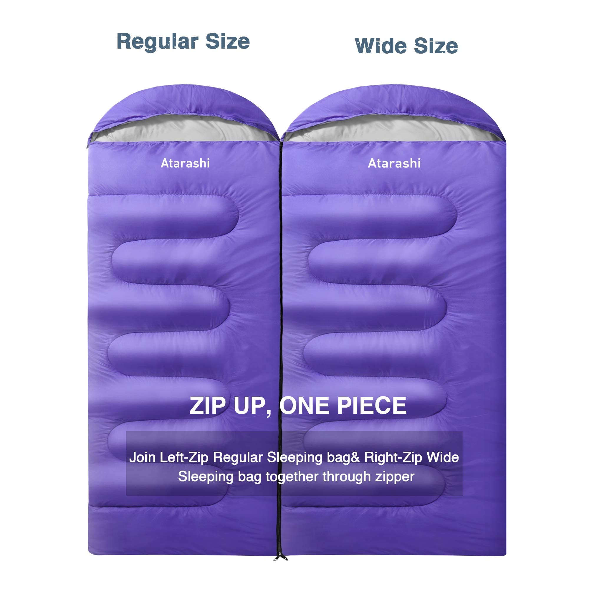 Atarashi Wide Sleeping Bags For Adults, Womens Sleeping Bags For Camping, Hiking And Outdoors, 3-4 Seasons Warm Cold Weather, Li