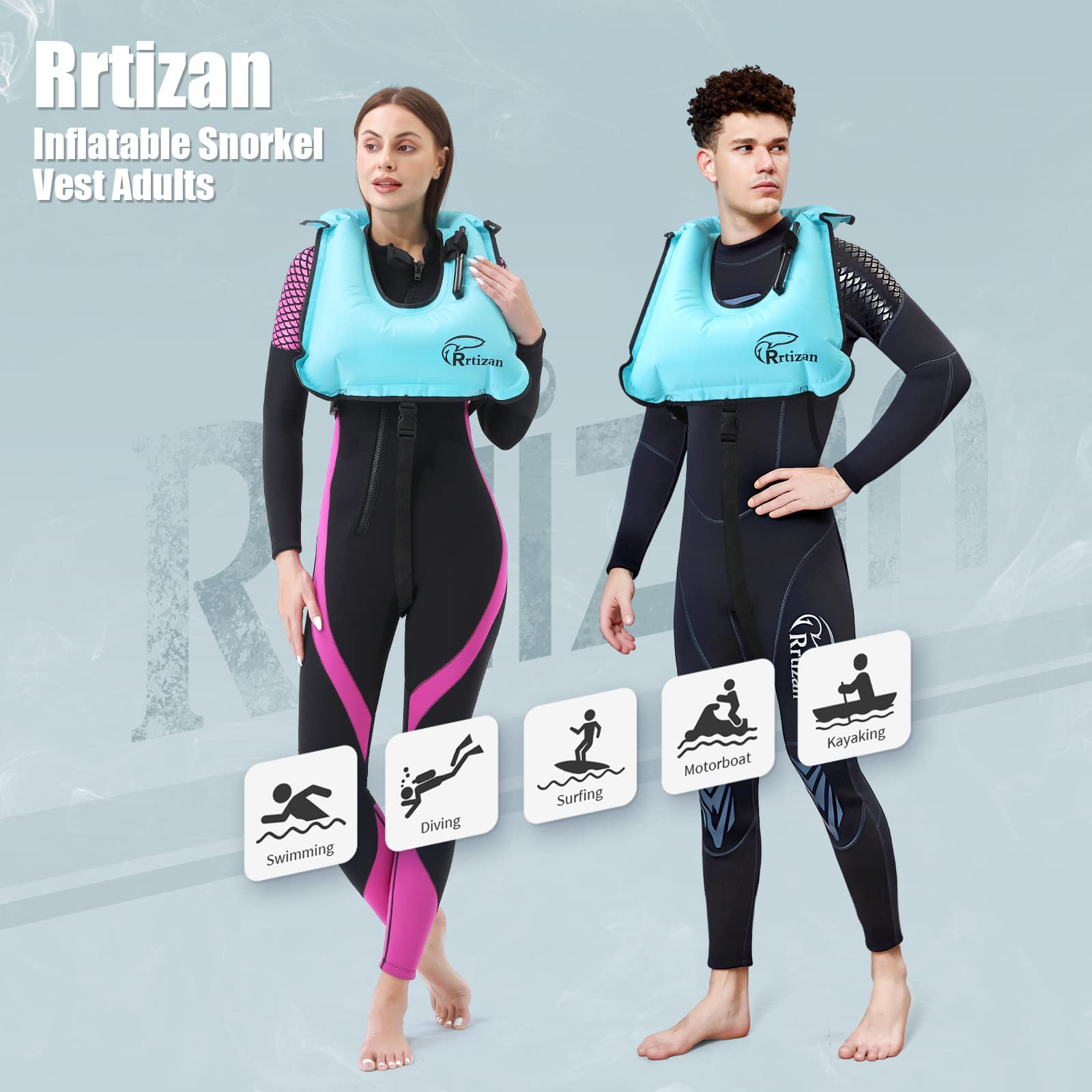 Rrtizan Snorkel Vest, Adults Portable Inflatable Swim Vest Buoyancy Aid Swim Jackets For Men & Women