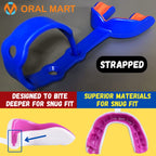 Oral Mart Blue/Red Strapped Youth Mouth Guard For Kids - Sports Mouthguard With Strap For Football, Ice Hockey, Lacrosse, Taekwo