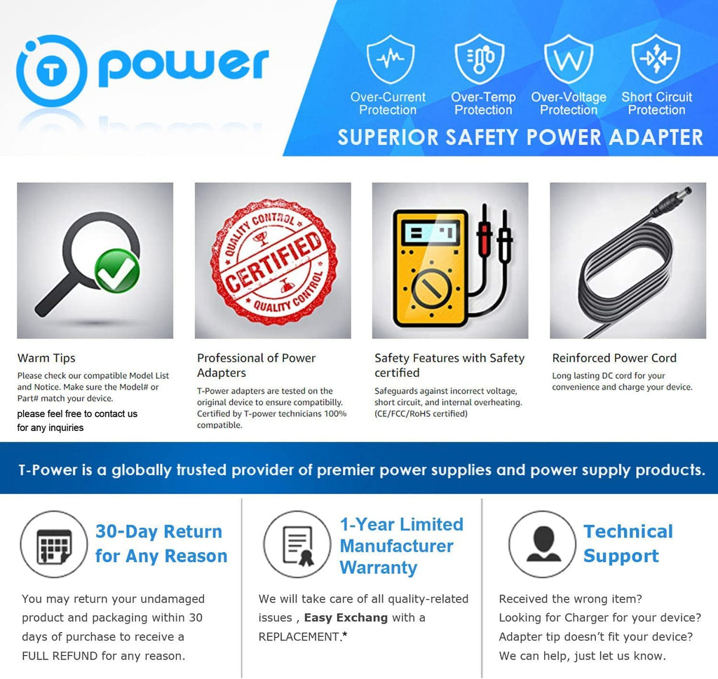 T-Power 9V Charger For Electronic Soft Tip Dartboard Sportcraft Smartness 69464 76567 5.193.817 96229-022 79078 78037 78097 7800