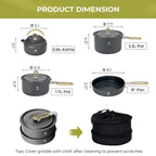 Alocs Portable Camping Cookware - Upgraded Handle, Non-Stick Camping Pan Set For Outdoor Kitchen, Picnic, Hiking And Fishing