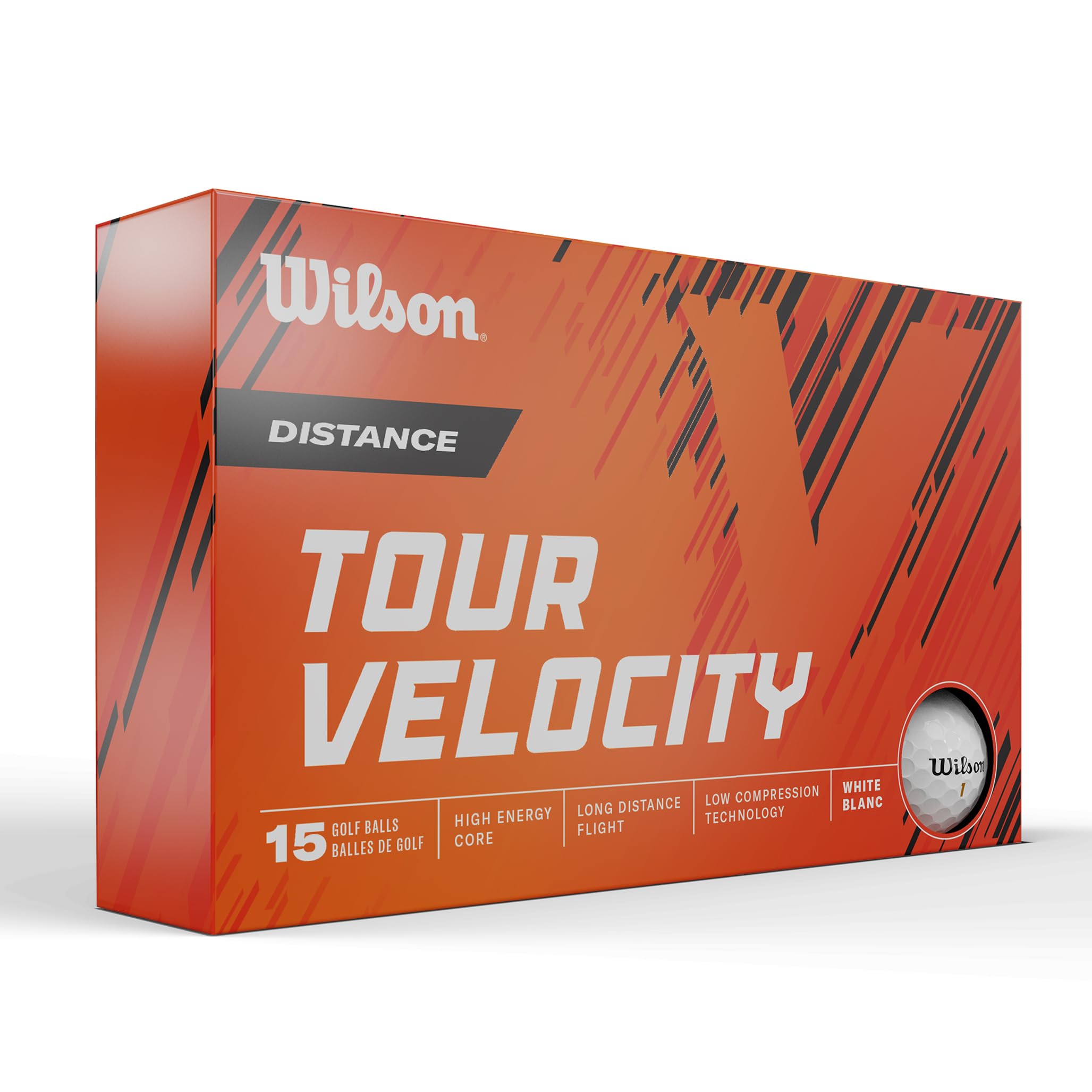 Wilson Tour Velocity Distance Golf Balls - 15 Pack, White
