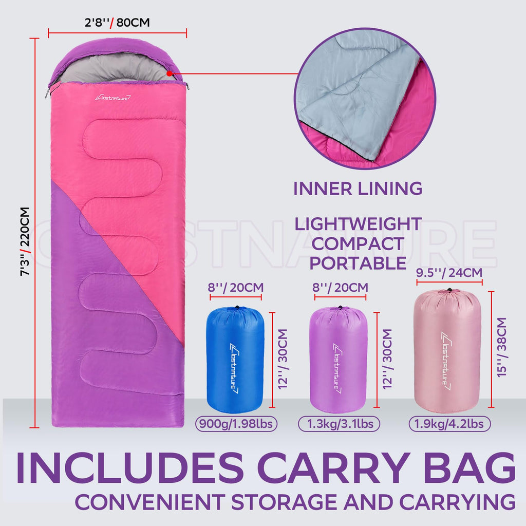Clostnature Sleeping Bag For Adults And Kids - Lightweight Camping Sleeping Bag For Girls, Boys, Youths, Ultralight Backpacking