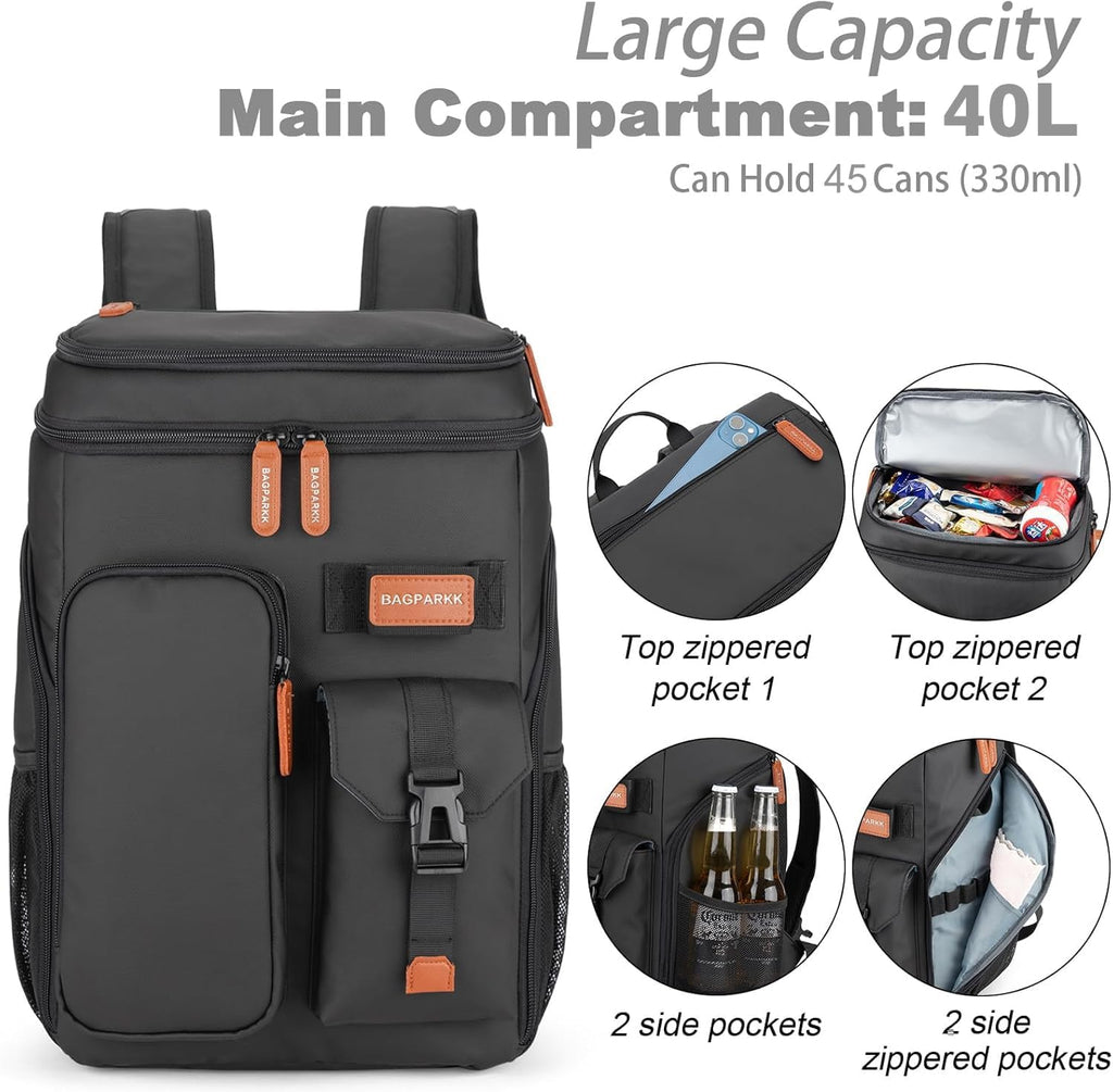 Insulated Cooler Backpack,45 Cans Multifunctional Double Deck Leakproof Cooler Bag With Sternum Strap,Large Capacity Lightweight