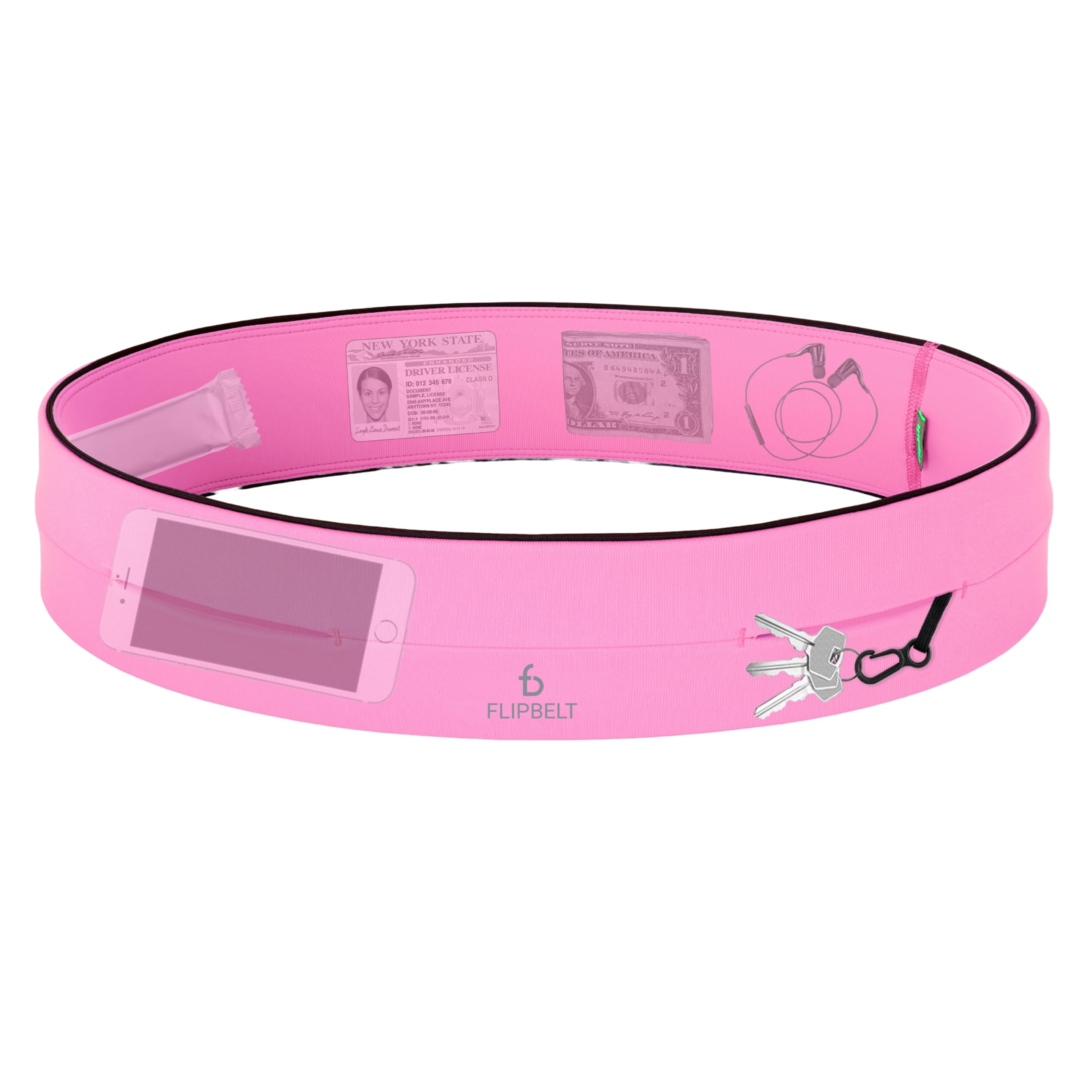 FlipBelt Classic Running Belt, Running Fanny Pack for Women and Men, USA Company - [Girly Pop Pink] - [X-Small]