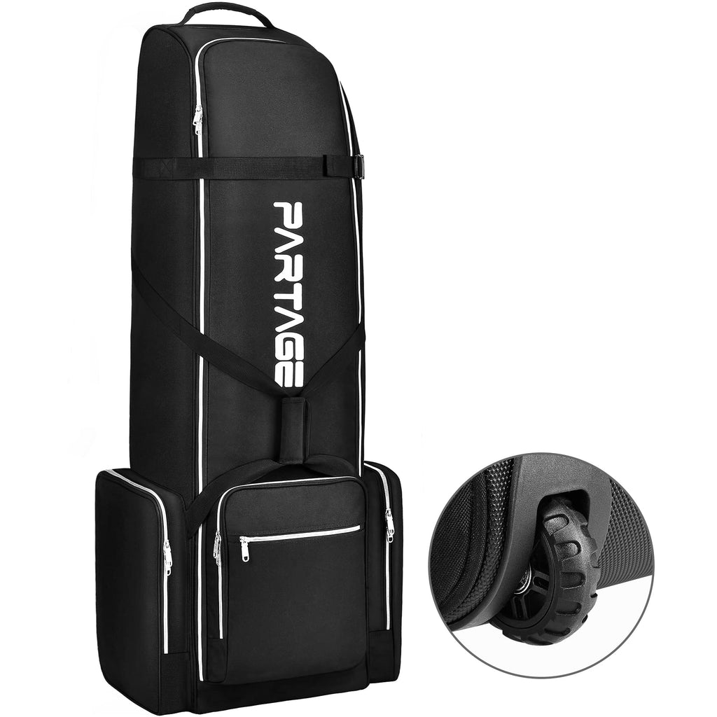 Partage Golf Travel Bag With Wheels,Golf Travel Case For Airlines, 600D Heavy Duty Oxford -Black