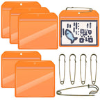 Geyee 6 Pack Fishing Hunting License Holder Waterproof Fluorescent Orange Id Holder With 6 Bronze Safety Pins Heavy Duty For Lic