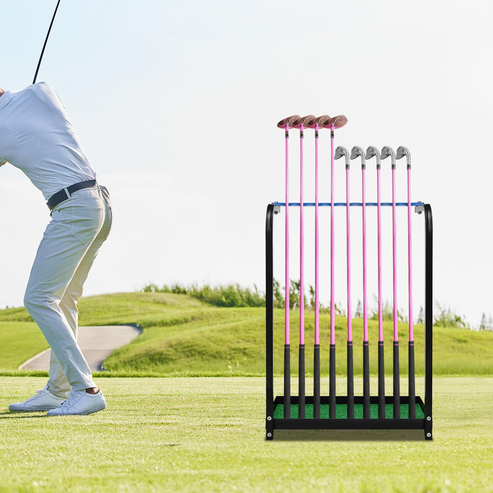 Golf Club Display Rack Metal Golf Putter Storage Organizer Floor Stand Storage Box Landing Rack Storage Equipment (9-Hole Putter