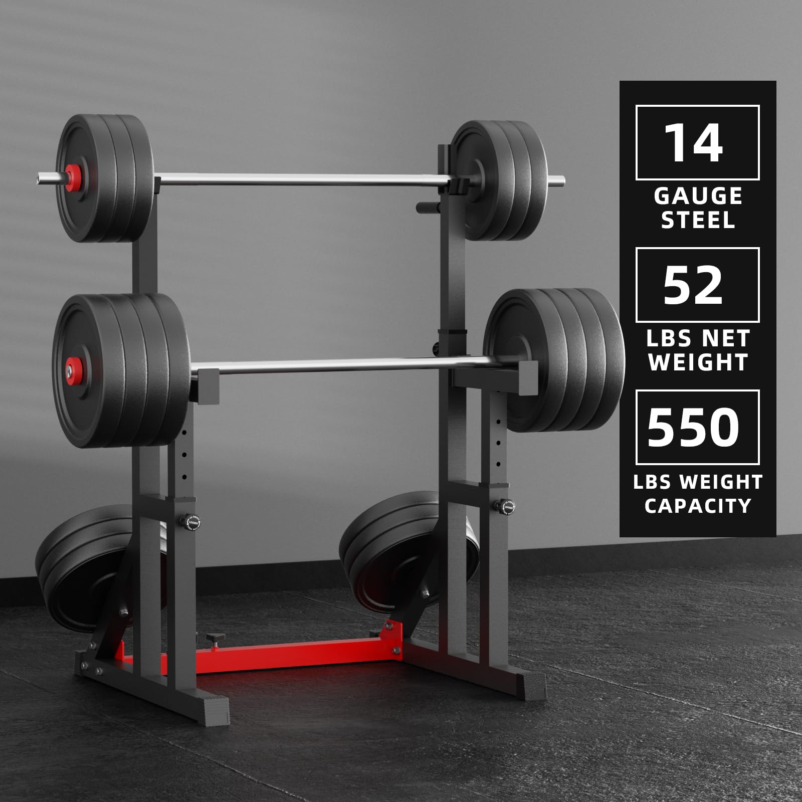 Multi-Function Barbell Rack 550Lbs Capacity Dip Stand Home Gym Fitness Adjustable Squat Rack Weight Lifting Bench Press Dipping