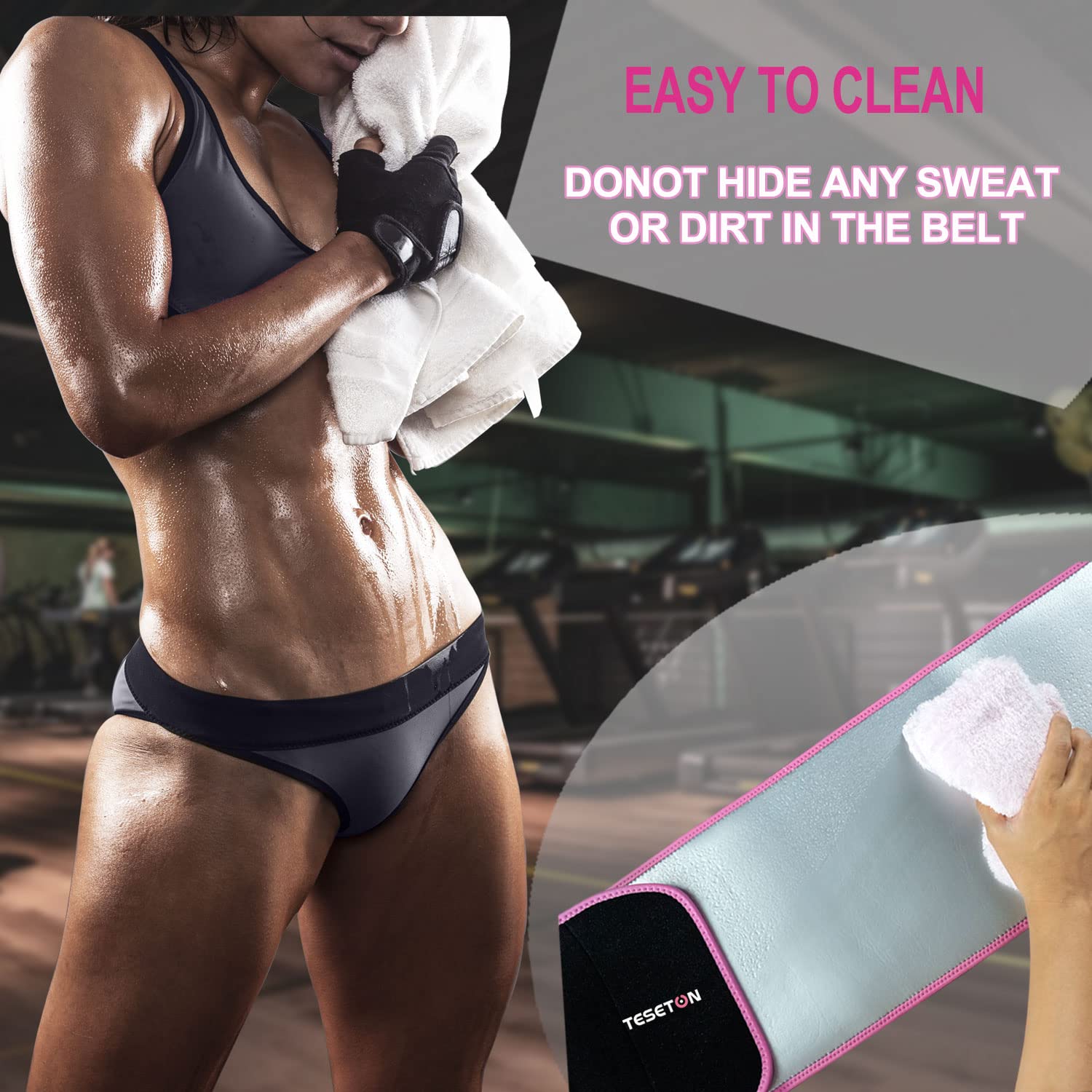 Teseton Waist Trainer For Women Lower Belly Fat, Waist Trimmer For Women Men, Sweat Belt Plus Size, Sauna Stomach Sweat Band Spo