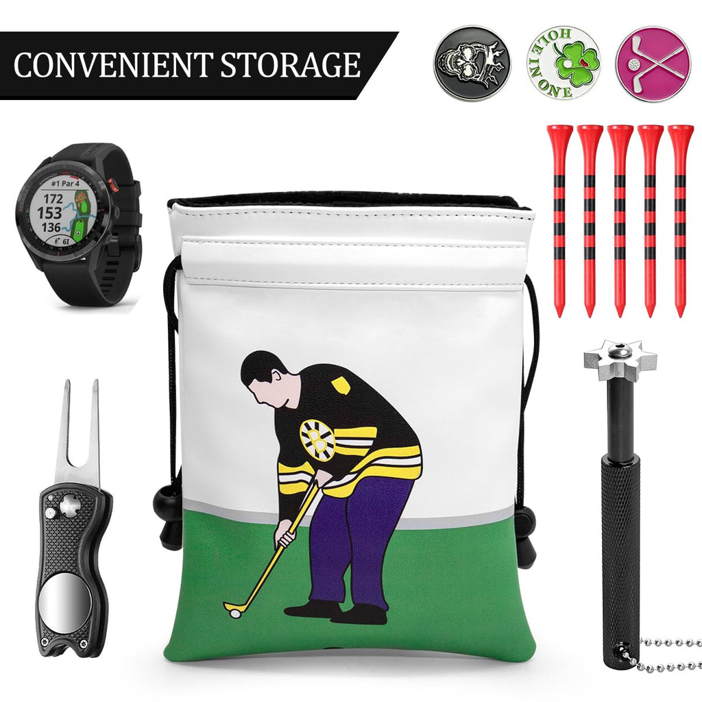 Montela Golf Valuables Pouch,Golf Pouch Bag With Drawstrings Golf Tee Bag Pouch Leather Golf Tee Pouch Golf Ball Bag For Men Wom