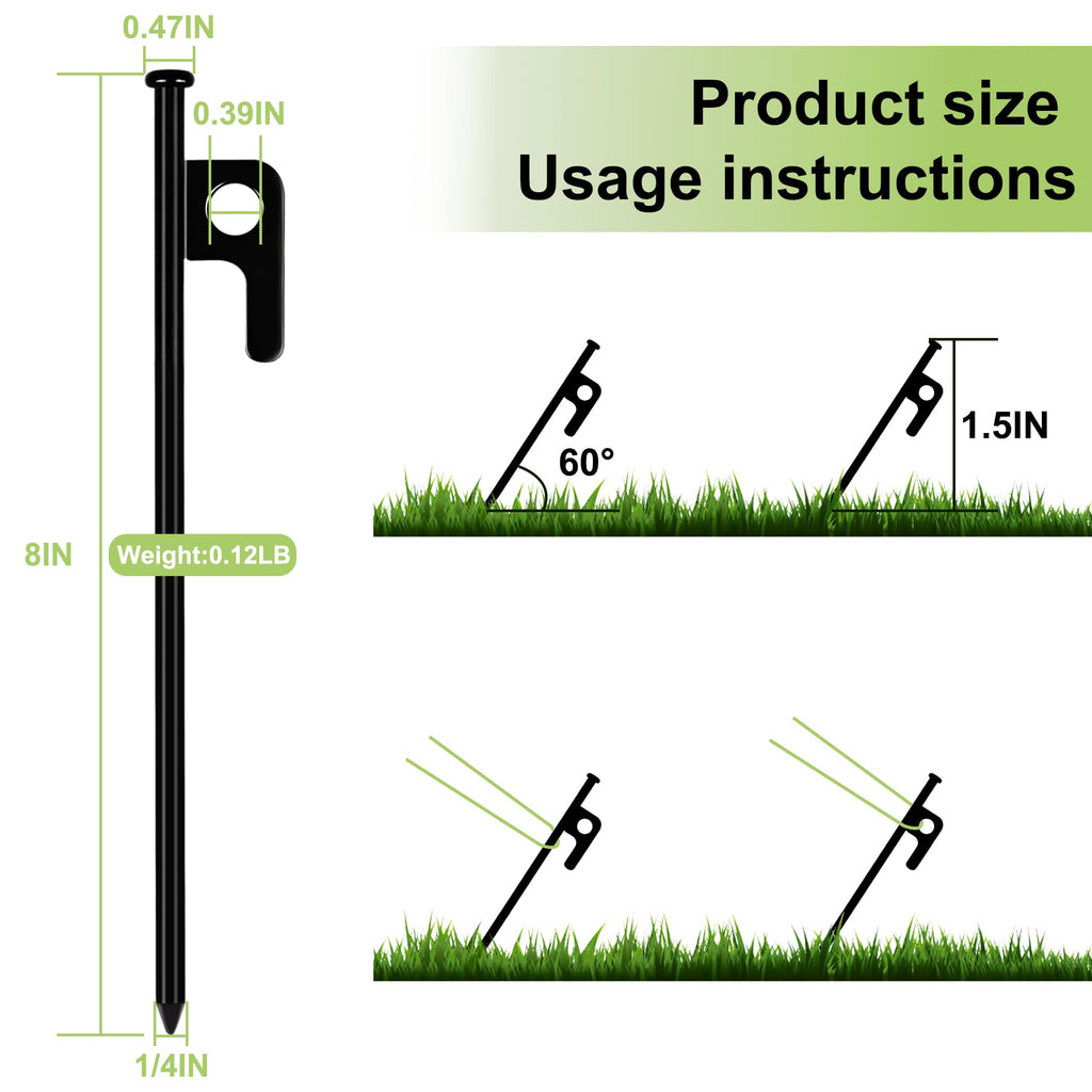 Rinvee 12 Pack Tent Stakes Heavy Duty Forged Steel Camping Stakes For Ground Outdoor Decorations Canopy