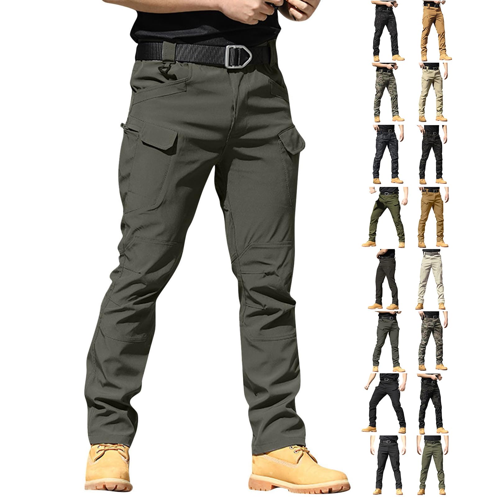 Tactical Pants for Men Water Resistant Cargo Pants Hiking Multi Pockets Relaxed Fit Stretch Quick Dry Work Flexcamo Lightweight 