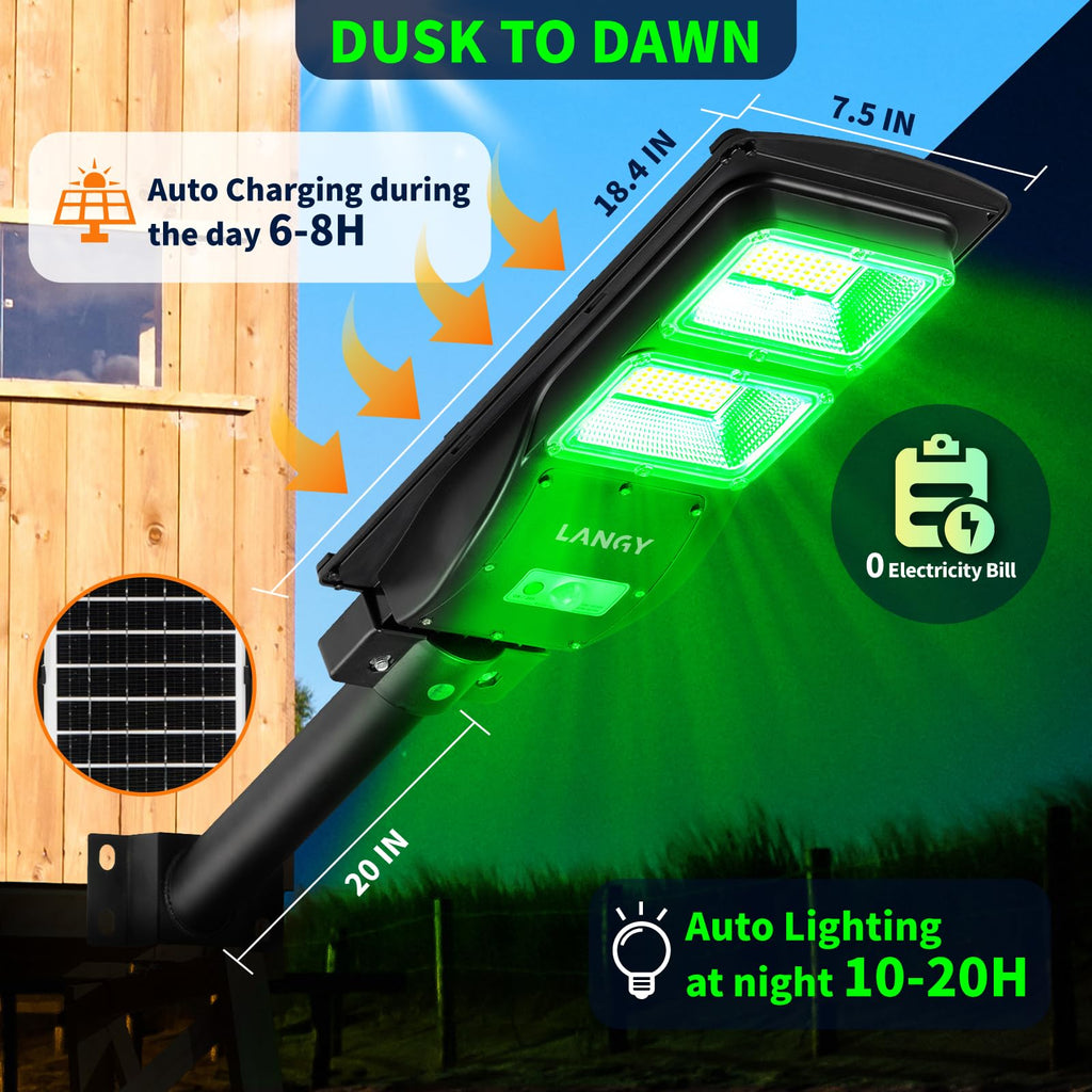 Langy Hog Lights, 12000Lm Solar Green Light For Hunting Hogs Deers Night Hunting Motion Activated Feeder Light With Remote,19 Br