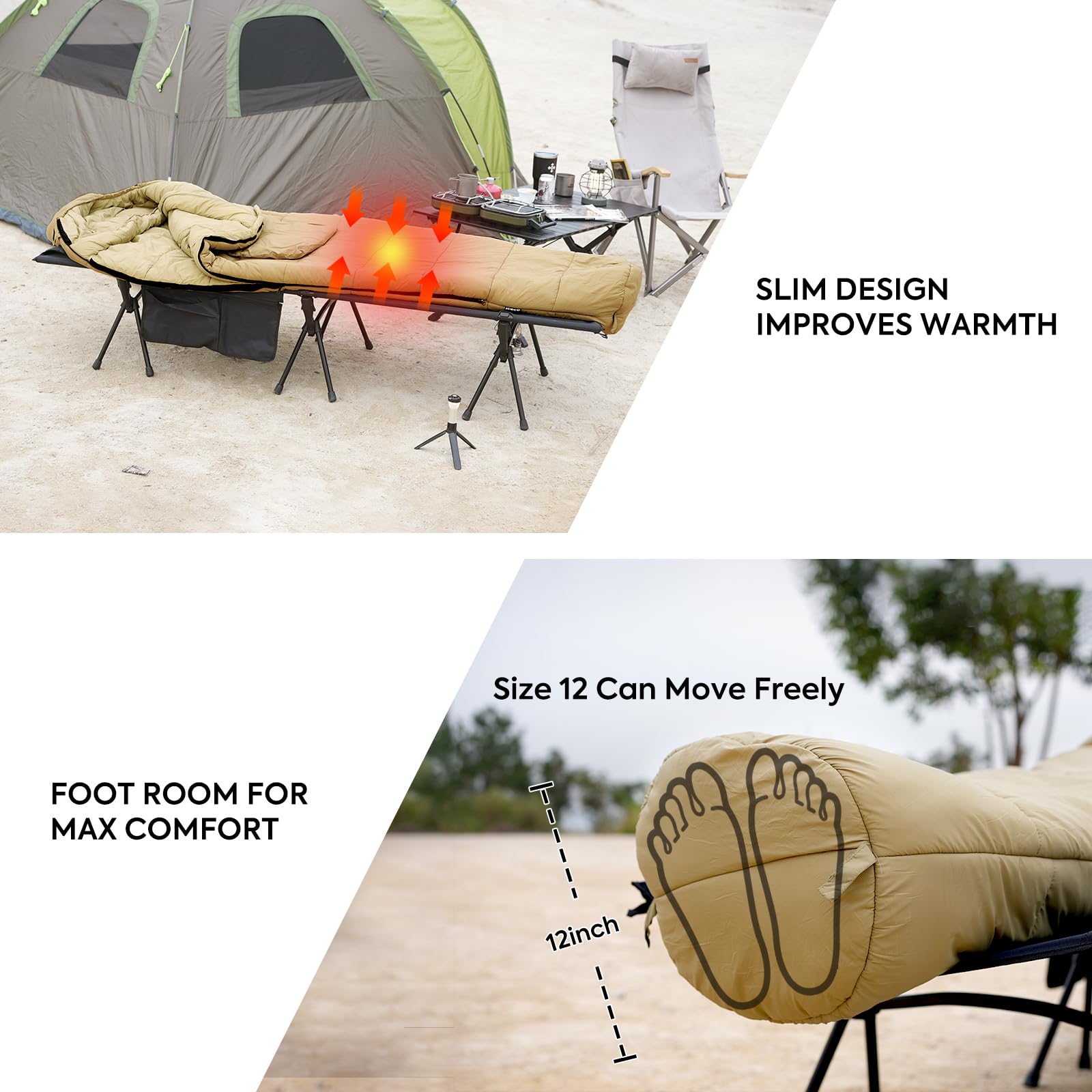 Iceco Xl Sleeping Bags For Adults, 10?F Camping Sleeping Bag Cold Weather, 3 Seasons Backpacking Sleeping Bag, Warm & Washable M