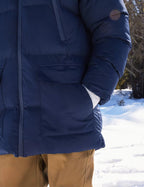 Rejork Men s Long Winter Coat Hooded Warm Quilted Jacket Water-resistant Cold Weather Parka Navy S