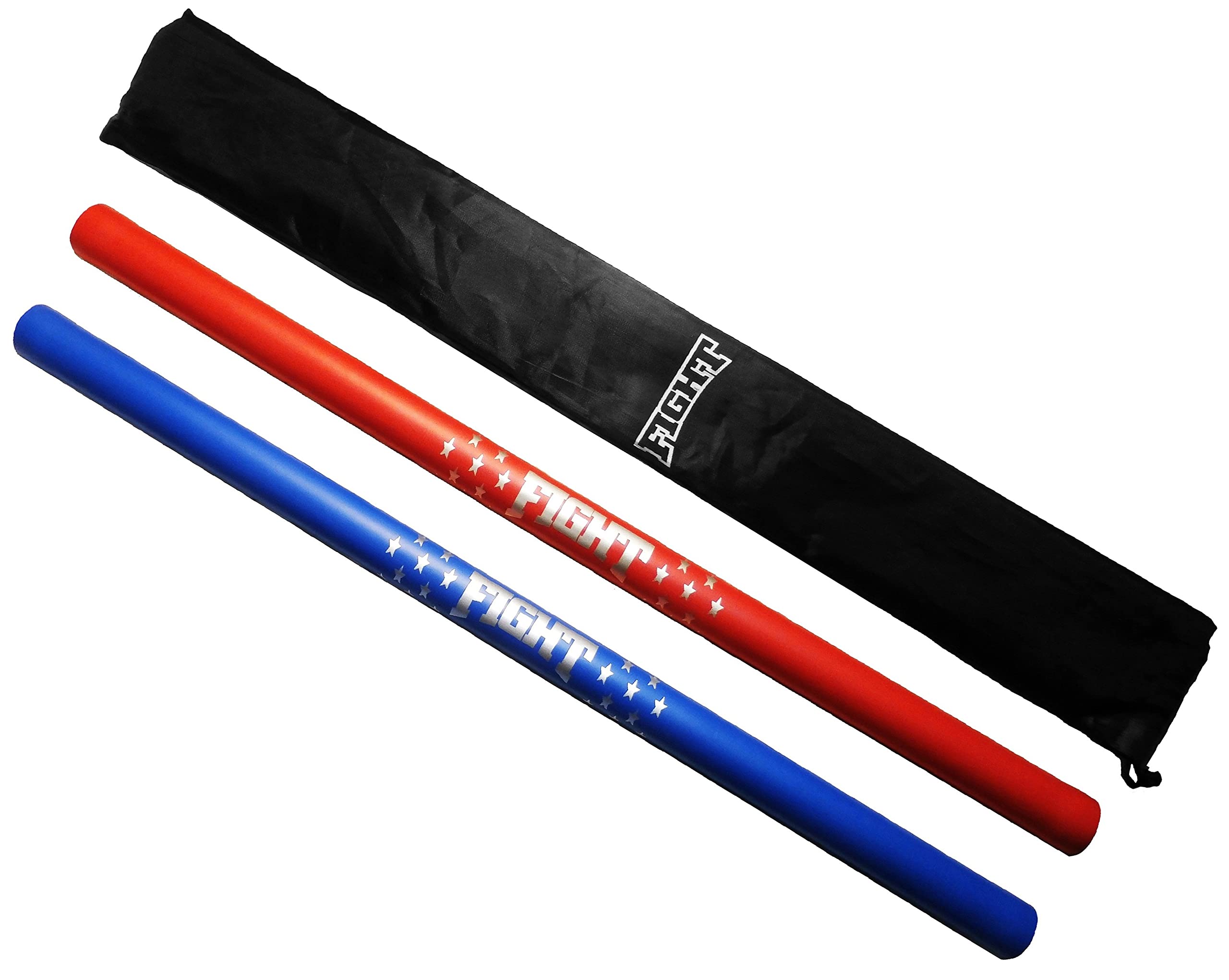 F.A.L. Product Martial Arts Equipment Foam Padded Sticks With Carry Bag Case Set 2 Pieces (Blue & Red)