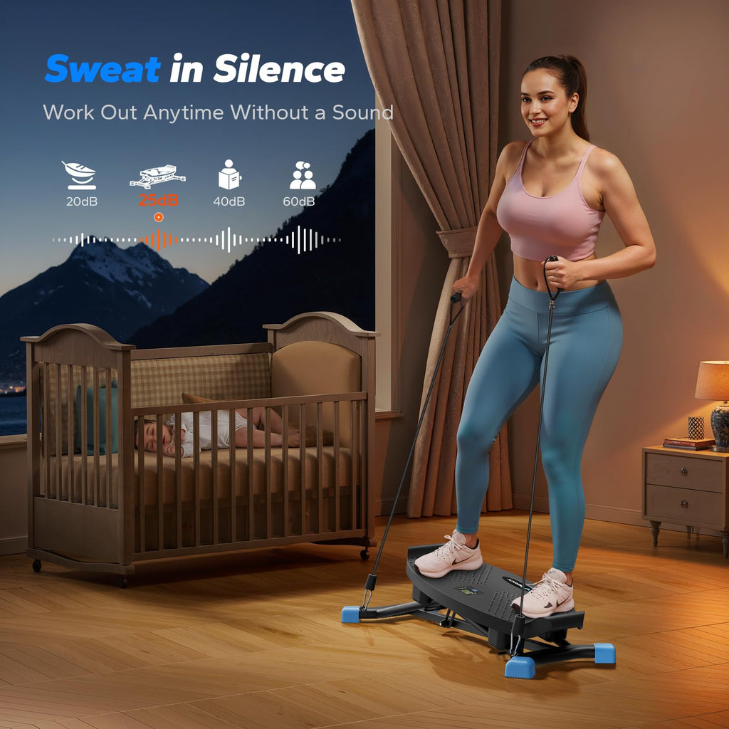 MERACH Balance Board for adults, Mini Stepper with Resistance Bands, Portable Wobble Board Featuring LCD Monitor, 300 lbs Capaci