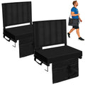 Romswi Stadium Seats for Bleachers with Back Support 2 Pack, Lightweight Portable Bleacher Chairs with Wide Padded Cushion, Fold