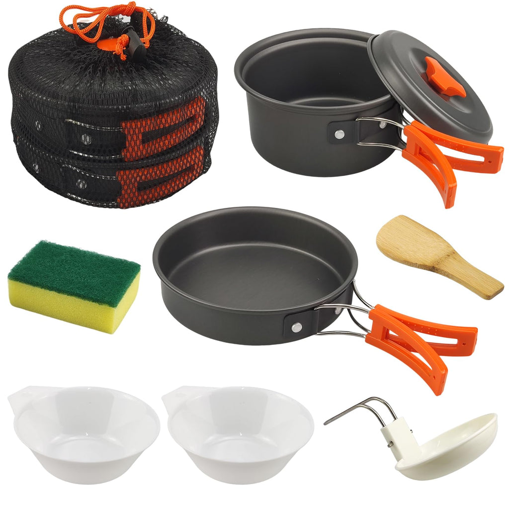 Camping Cooking Set,7Pcs Camping Pan Set For Backpack Cookware Pot And Pans Set, Survival Cooking Kit For Hiking Cooking Gear Ou