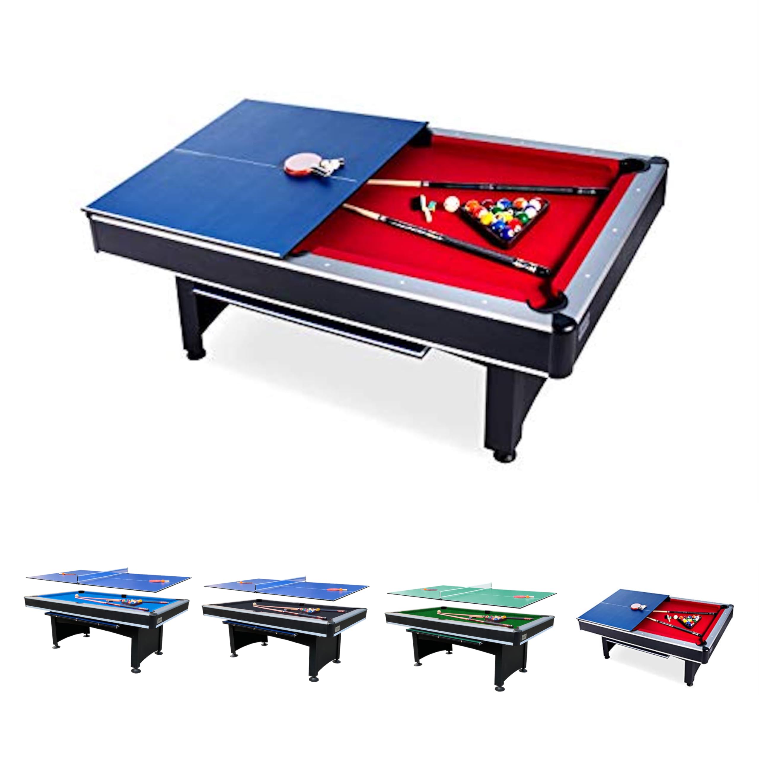 Rack Scorpius 7-Foot Multi Game Billiard/Pool With Table Tennis (Red Felt With Black Body) - The Ultimate Entertainment For Frie