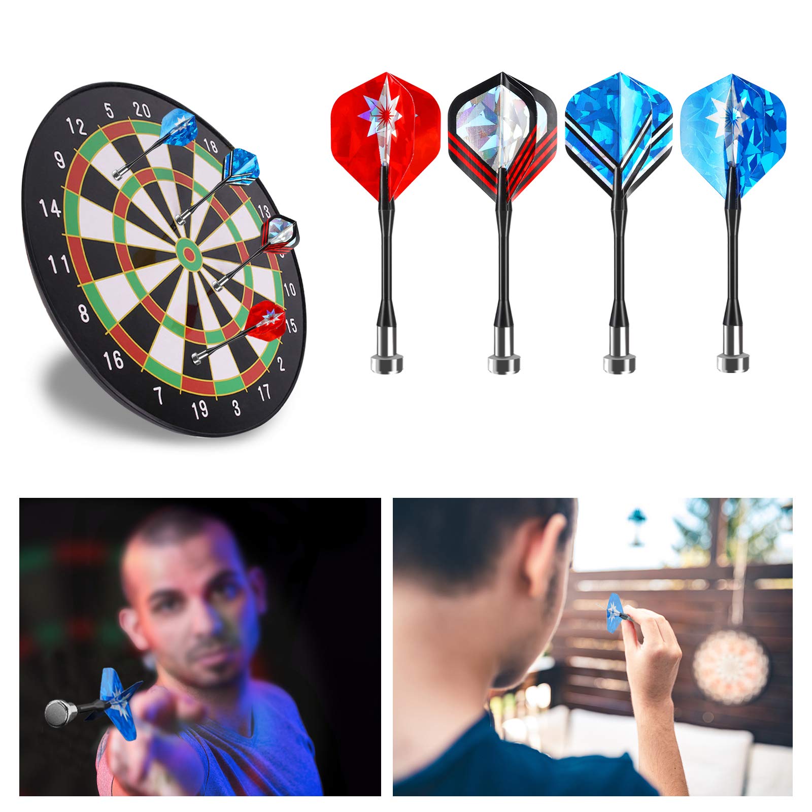 Accmor 12Pcs Magnetic Darts, Replacement Dart Game Safety Plastic Darts, Magnetic Darts For Dartboard