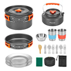 Fitense 22Pcs Camping Cookware Mess Kit For 2, Lightweight Camping Kitchen Pots And Pans Set, Portable Camping Essentials For Ba
