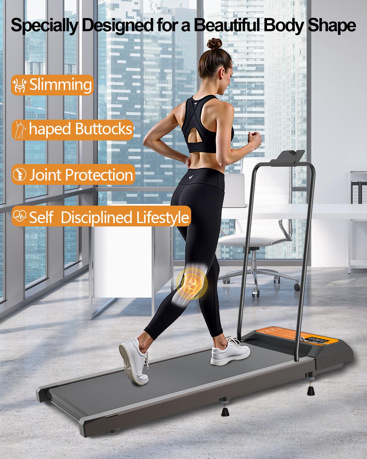 Walking Pad Treadmill With Handle Bar, 2.5 Hp Small Treadmills For Home With App Remote Control And Led Display, 4.0 Speed Porta