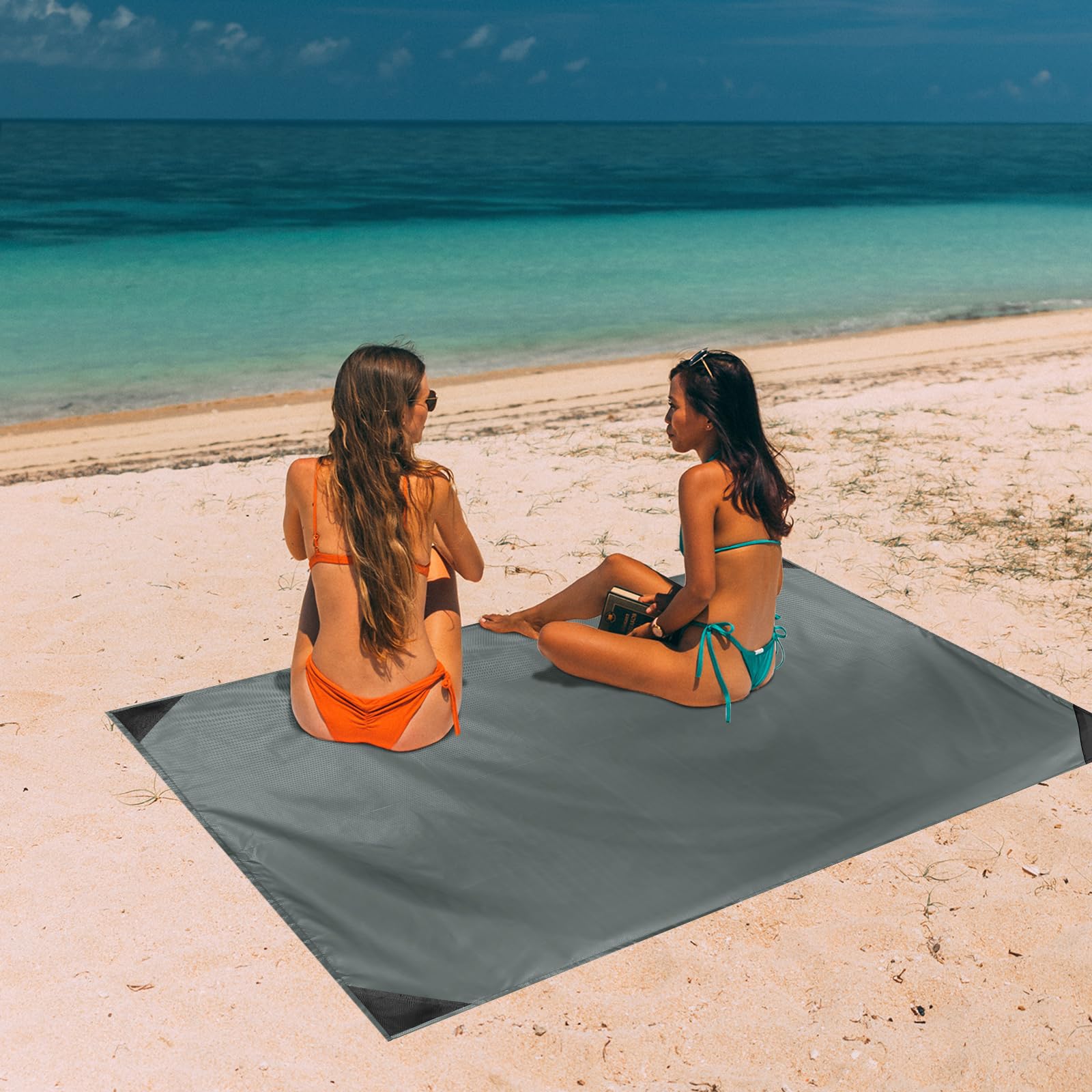 Odoland Beach Blanket Picnic Blanket, 43'' X 63'' Sandproof Waterproof Outdoor Pocket Blanket With Portable Bag, Foldable Lightw