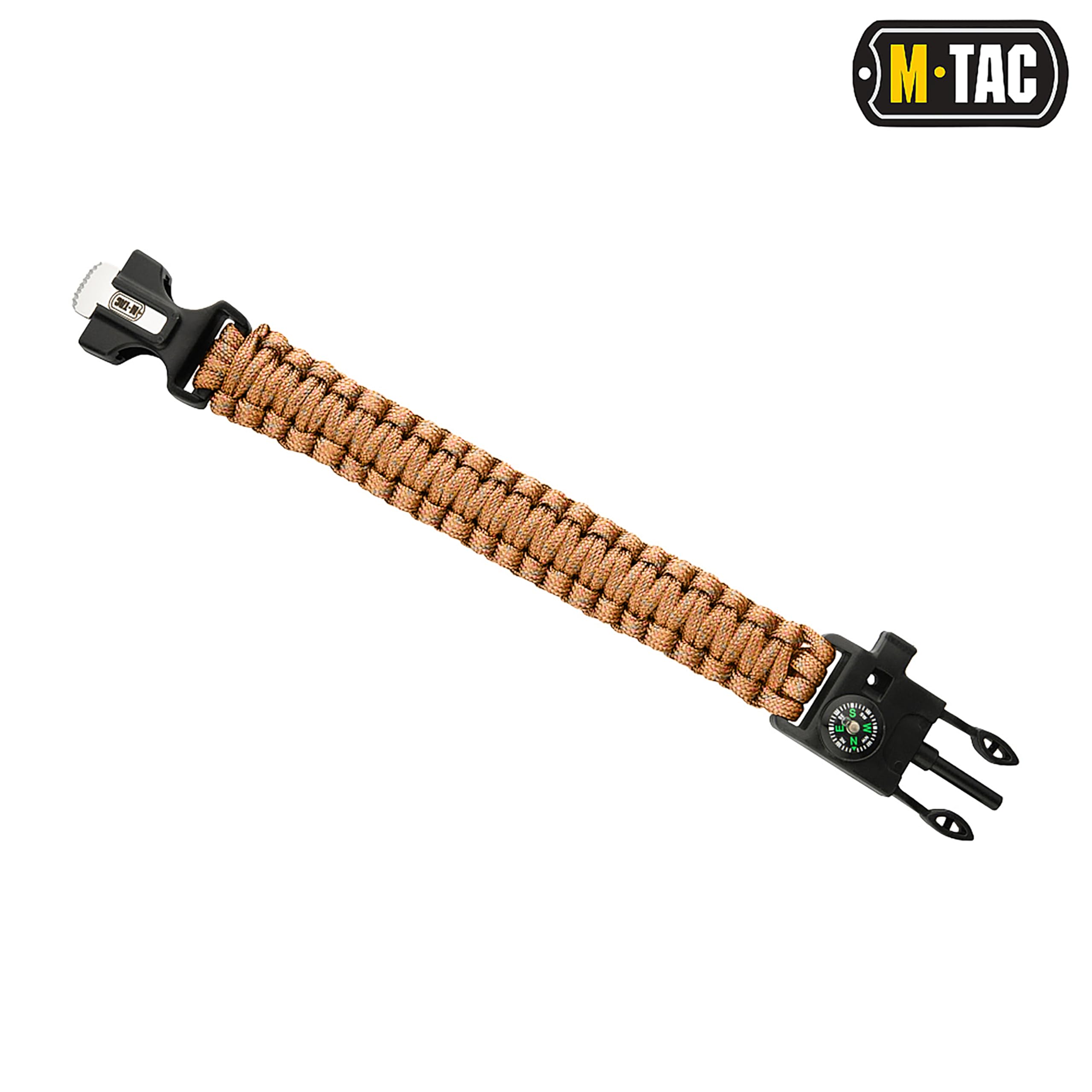 M-Tac Survival Paracord Bracelet - 12  Ft Emergency Rope With Compass & Whistle - Tactical Cord For Camping, Hiking, Edc (Orange