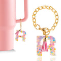 Letter Charm Accessories for Stanley Cup 1 PCS Cute Initial Keychain Handle Charm for Stanley Tumbler for Women Pink Letter R