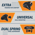 Bikeroo Oversized Comfort Bike Seat Most Comfortable Replacement Bicycle Saddle - Fit For Exercise And Outdoor Bikes Suspension