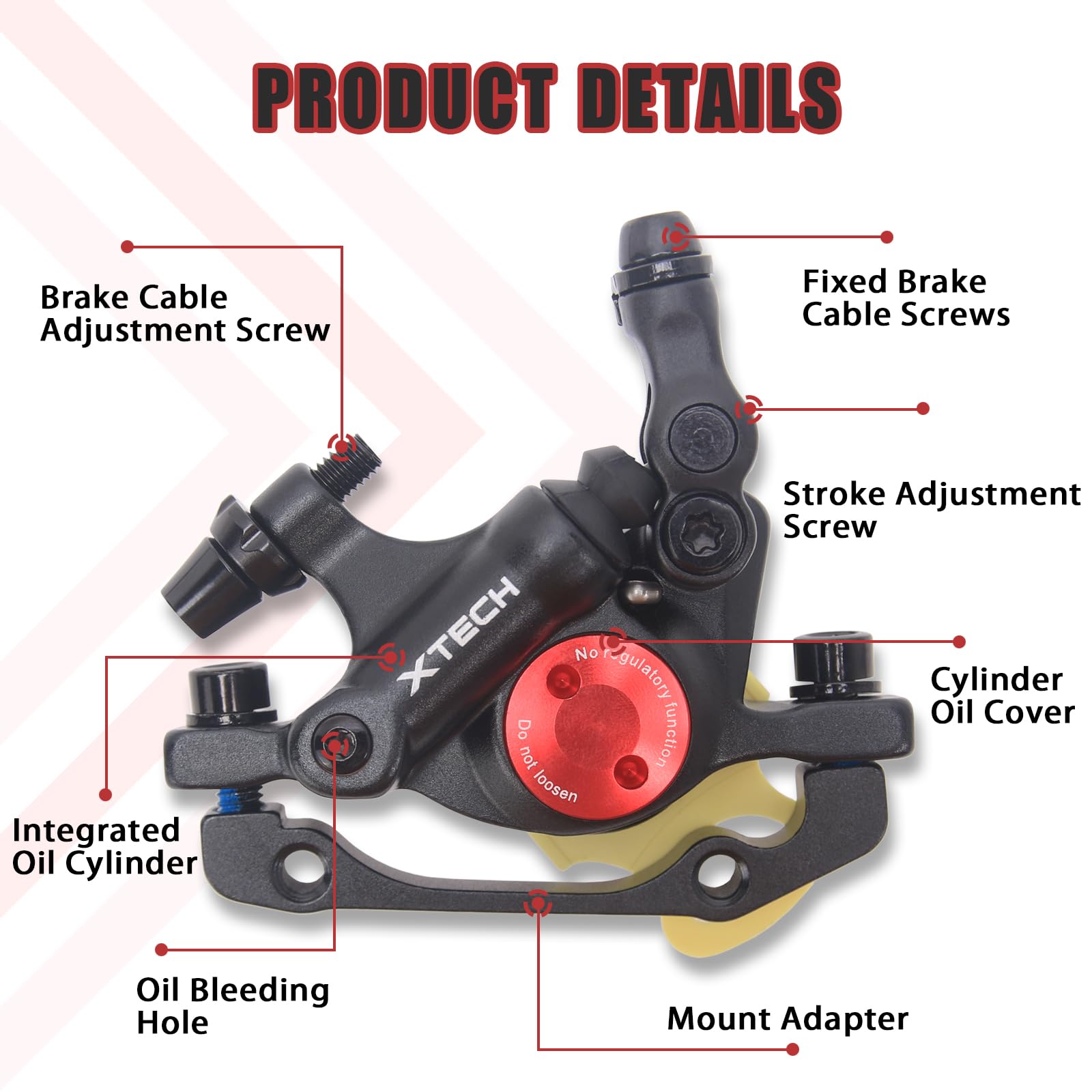 Bucklos Zoom Hb-100 Mtb Line Pulling Hydraulic Disc Brake Calipers Front + Rear, Aluminum Alloy Mountain Bike Hydraulic Disc Bra