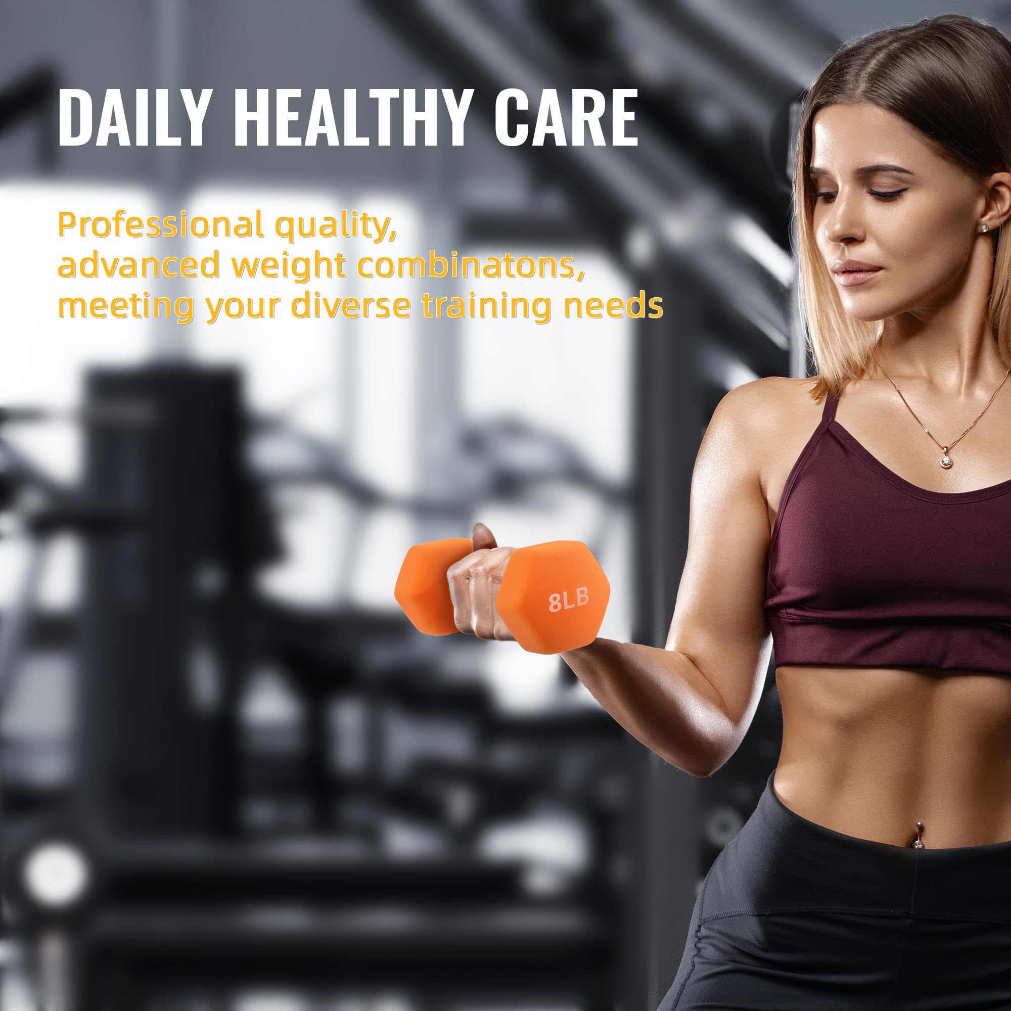 Fitvids Neoprene Dumbbell Set with Rack - Multiple Weight Options - 20LB Set (2/3/5LB Pairs) - Color Series