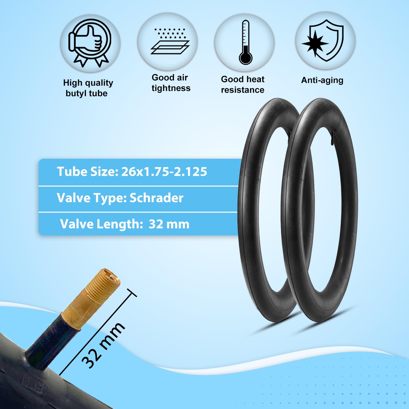 2-Pack Cruiser Bike Tires Set: Mohegia 26X2.125 Inch (57-559 Mm) Folding Tires, Inner Tubes,And Tire Levers Replacement Kit For
