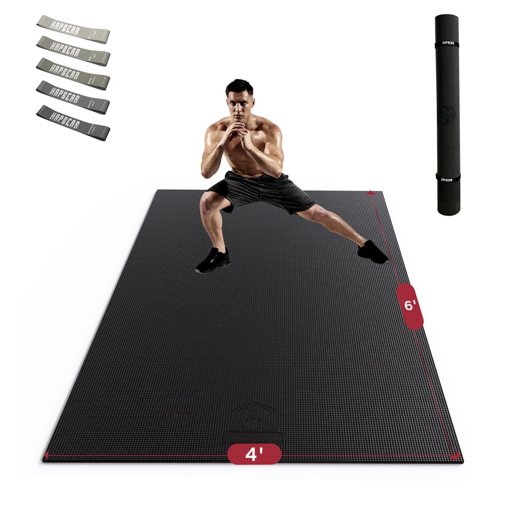 Hapbear Extra Large Exercise Mat 6X4X8Mm(13 Inch), Non Slip, Ultra Durable, Thick Workout Mats For Home Gym Flooring Cardio, Yog