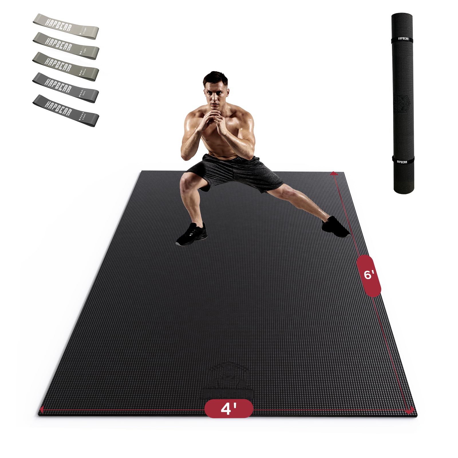 Hapbear Extra Large Exercise Mat 6X4X8Mm(13 Inch), Non Slip, Ultra Durable, Thick Workout Mats For Home Gym Flooring Cardio, Yog