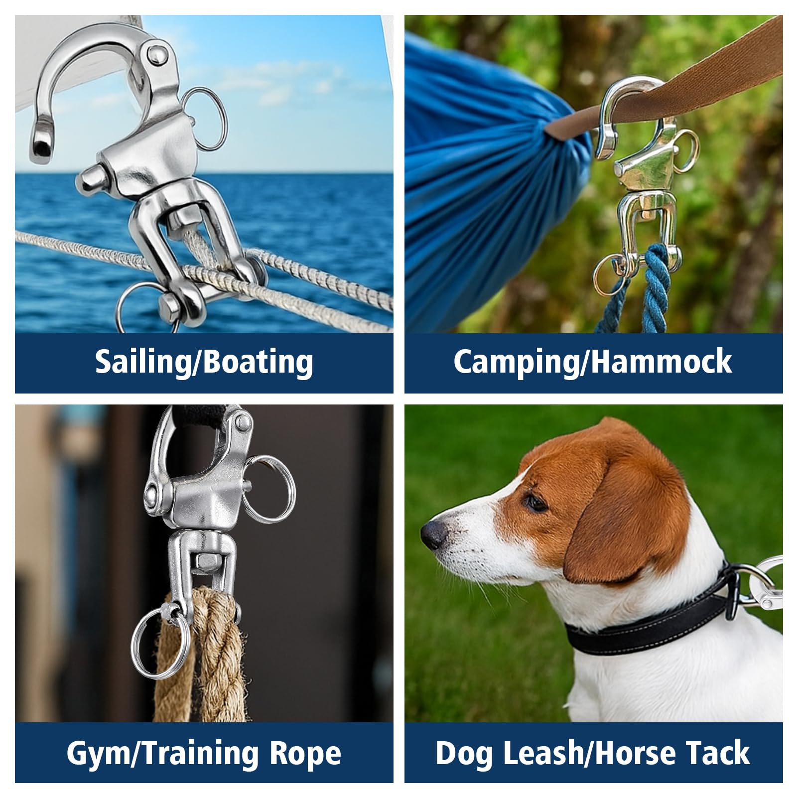 Otoolling 316 Stainless Steel Swivel Snap Shackle Clevis Quick Heavy Duty Release Spring Hook Marine Grade Sailing Halyard Shack